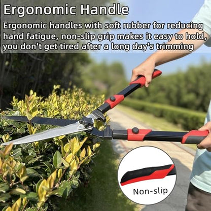 YRTSH Hedge Shears, Extendable 26"-32" Hedge Clippers with Sharp Wavy Blade - style: Telescopic Hedge Shears