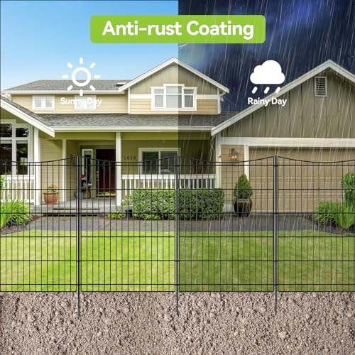 INJOPEXI Decorative Garden Fence 6 Panels 13ft(L)×36in(H) Garden Fences with 6 Panels Rustproof Metal Wire No Dig Temporary Animal Barrier Fencing Outdoor Dog Fence for Yard Patio - Without Gate - size: 6 Panels 13ft(L)-36"(H) - Without Gate