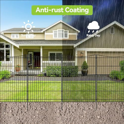 INJOPEXI Decorative Garden Fence 6 Panels 13ft(L)×36in(H) Garden Fences with 6 Panels Rustproof Metal Wire No Dig Temporary Animal Barrier Fencing Outdoor Dog Fence for Yard Patio - Without Gate - size: 6 Panels 13ft(L)-36"(H) - Without Gate