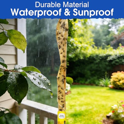 24 Pack Fly Strips Outdoor Indoor Hanging Fly Trap Sticky with Pins