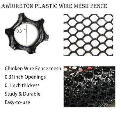 Upgraded Heavy Duty Plastic Chicken Wire Black Zip Ties Poultry Fence - color: Black