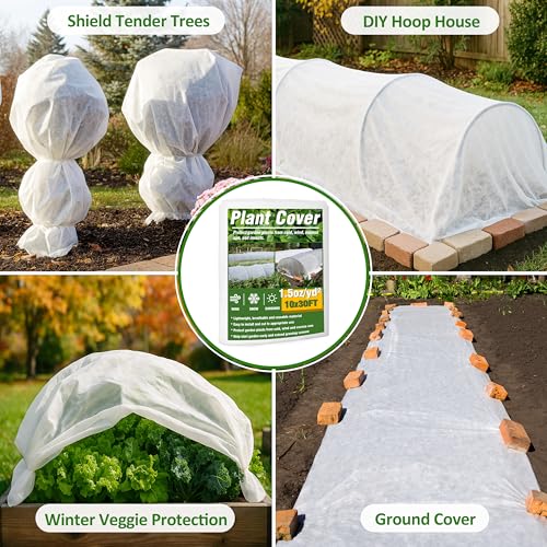 Gardzen 1.5 oz Plant Covers Freeze Protection - size: 10' x 30'