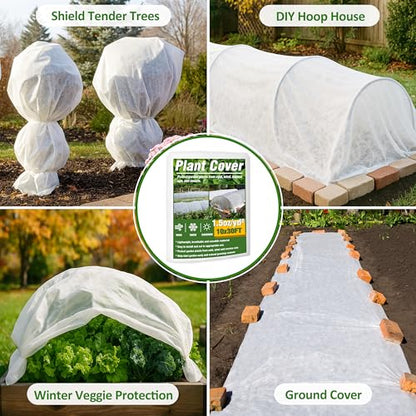 Gardzen 1.5 oz Plant Covers Freeze Protection - size: 10' x 30'