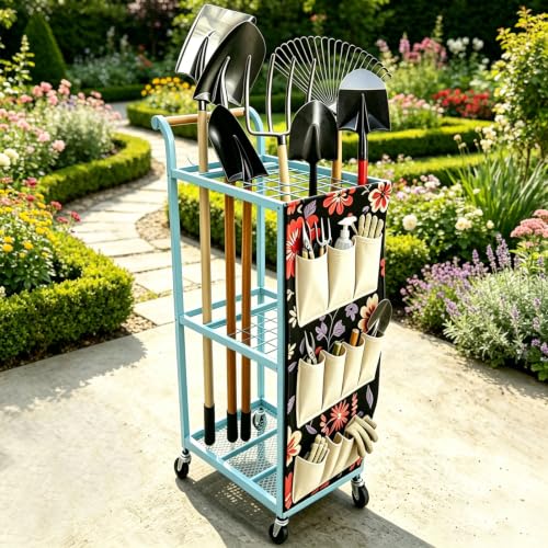 ANBOO Garden Tool Organizer Stand, Garage Tool Storage Organization - color: Navy