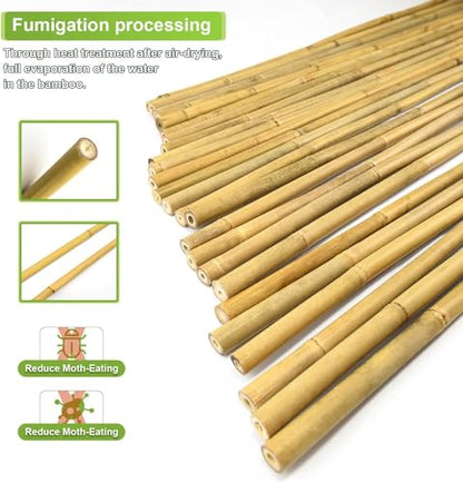 Jollybower 25pcs 1/2" D Thicker Heavy Duty Bamboo Stakes, 4.75FT Plant Stakes, Natural Garden Stakes for Tomato, Bean, Flowers,Trees Potted and Climbing Plant Support - size: 4.75Ft, Pack of 25