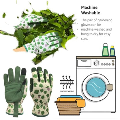 Cute Pattern Gardening Gloves,Thornproof Garden Glove,Gardener Gift - color: 1 Pair Per Pack-green Leaf, size: Medium