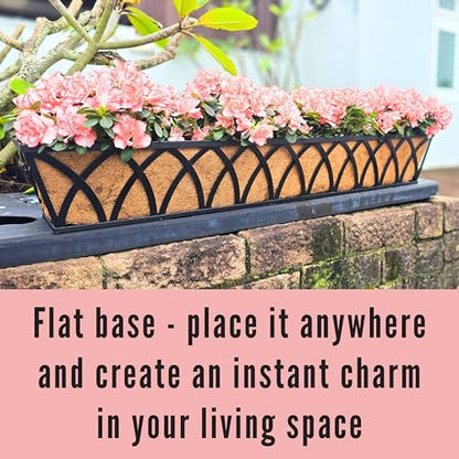 LaLaGreen Railing Planter Boxes (36 in, 2 Pack) Black Deck Rail Flower Box - size: 36" (91cm) x 2 pack