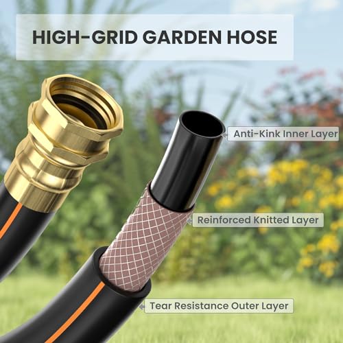 Giraffe Tools Retractable Garden Hose Reel 1/2 Inch x 155+5 ft and Hose Reel 1/2 Inch x 130 ft, Heavy Duty, Any Length Lock, Slow Return System, Wall Mounted and 180 Deg Swivel Bracket
