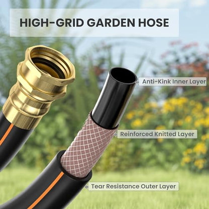 Giraffe Tools Retractable Garden Hose Reel 1/2 Inch x 155+5 ft and Hose Reel 1/2 Inch x 130 ft, Heavy Duty, Any Length Lock, Slow Return System, Wall Mounted and 180 Deg Swivel Bracket