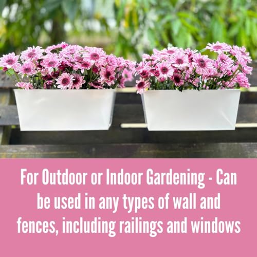 LaLaGreen Large Planter Box (16 in, 2 Pack) White Metal Window Flower Pots - size: 16"(41cm) x 2 pack
