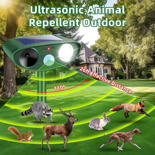 2Pack Animal Repellent Outdoor Ultrasonic Deer Repellent Devices for Yard