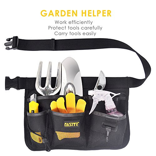 YL003B 7-POCKET Gardening Tools Belt Bags Garden Waist Bag Hanging Pouch, Black - color: Black