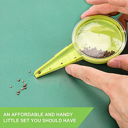 Sowing Seed Dispenser Hand Tool, 6 Pack Handheld Garden Seeder Sower Planter with 5 Dial Settings, Ideal for Small Seeds of Flowers, Vegetables, Outdoor/Indoor（ Light Green）