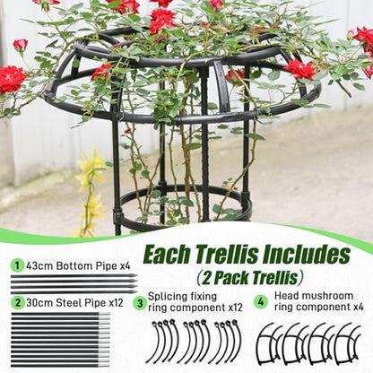 Quibbay 53 Inch Mushroom Top Garden Trellis for Climbing Plants, 1 Pack - style: 4 Floors-10*53IN