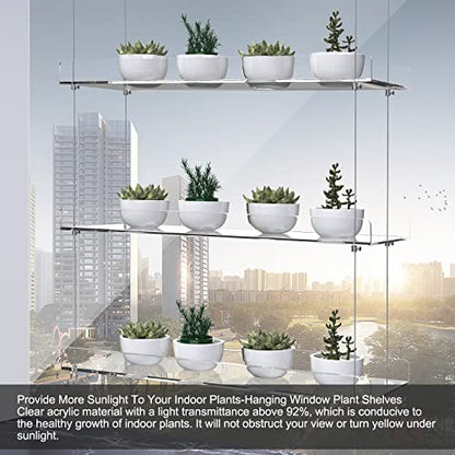 3-Tier Hanging Acrylic Plant Shelves for Windows - color: 3 Tier