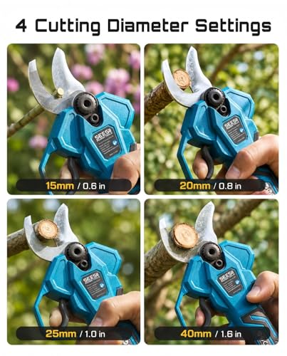 SEESII 2-in-1 Pole Pruning Shears 1.6'' Cut, 20V Cordless, 4.9-9 ft Reach - color: Electric Blue