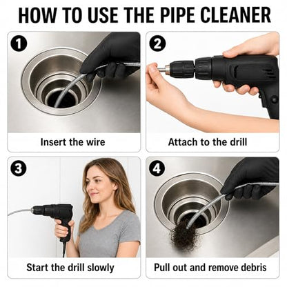 Drain Snake Clog Remover Kit, 16.4 FT Long Flexible Drain Snake Auger with Auto Feed & Drill Attachment, 79 Inch Grabber Claw, Hair Removal Tools for Kitchen Sink, Shower and Bathtub
