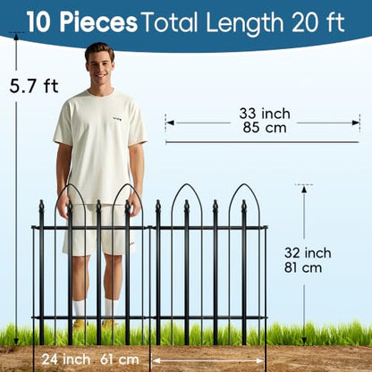 Thealyn Garden Fence 32" H x 24" W (4 Panels + 1Gate, Total 10 ft) - size: 32″ H x 10 ft (4 Panels + 1Gate)