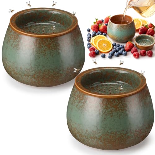 1 Pack Ceramic Fruit Fly Traps Reusable, Reactive Glaze, Patina Green - color: Patina Green, size: Reactive Glaze