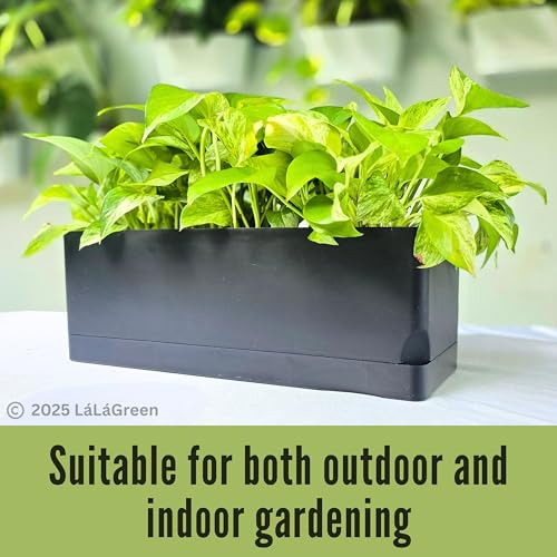 LaLaGreen Planters for Indoor Plants (7 Pack) Rectangular Flower Boxes - color: Black