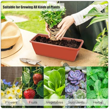 Railing Planter Box Set of 2, 4 Pack Brick Red Window Boxes Planters - color: Brick Red