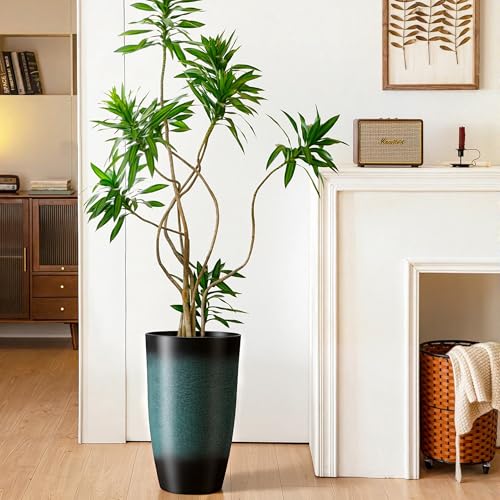 Autodaya 24" Tall Large Outdoor Planters for Plants Set of 2, Faux Ceramic - color: Gradient Turquoise-24"h