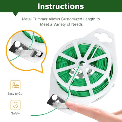 328FT Garden Twist Tie Wire with Cutter, Rustproof for Plants & Home Use - size: 328
