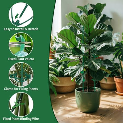 10 Pack Indoor Plant Supports, Stackable Monstera Stakes with Plant Clips