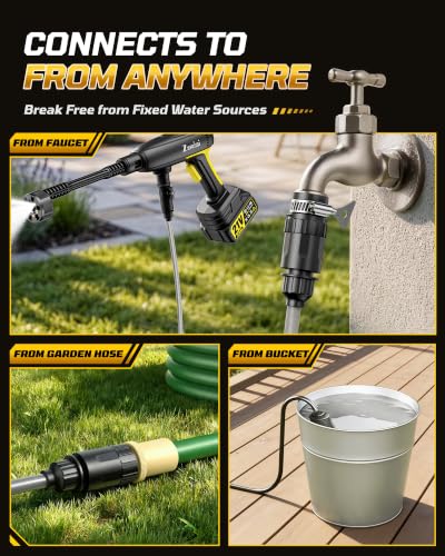 Cordless Pressure Washer, 1400 PSI Brushless Motor, 6-in-1 Nozzle