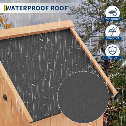Outdoor Storage Cabinet, 70in Wooden Vertical Garden Tools Shed, Waterproof, Lockable Doors, 3 Adjustable Shelves, Multi-Wall Garden Organizer for Yard Deck Lawn Farmland Equipment