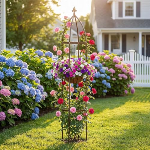 Garden Obelisk Trellis 100% Metal Heavy Duty 5.5 ft for Climbing Vines - color: Bronze, size: medium