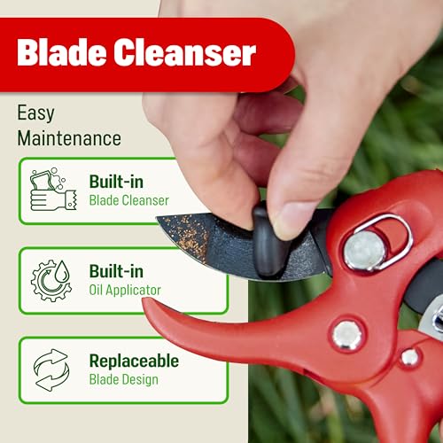 DUROX - Ratchet Pruning Shears, Garden Shears with 3X Cutting Power. Effort-Saving Heavy-Duty Anvil Pruners. Replaceable Blade Cutting Blade Design. Ideal Secateurs for Precise Trimming, Model DGR-01