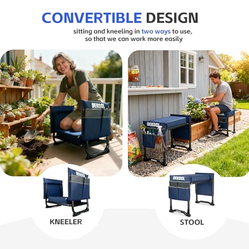 Foldable Garden Kneeler Seat, Garden Stools for Seniors, Heavy Duty Stool - color: Blue