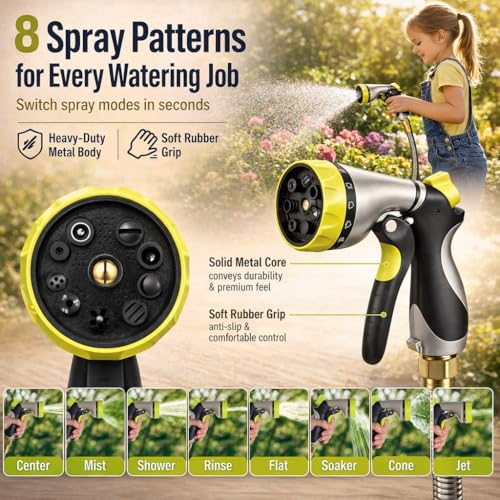 Metal Garden Hose 150 ft – 304 Stainless Steel Water Hose with Nozzle Sprayer, Garden Hoses Flexible, Lightweight, No Kink, Heavy Duty for Outdoor (150 ft) - size: 150 feet