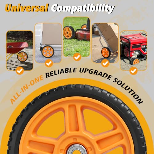 Lawn Mower Wheels, 12 inch Push Mower Plastic Wheels with Bolts & Nuts Fits Most Standard Lawn Mower Cart, Garden Carts, Air Compressor and More, 2 Pack - size: 12 Inch