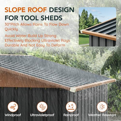Verdeluxe 5x3FT Outdoor Storage Shed with Floor Frame,Matte Gray - size: 5*3FT(Base Included)