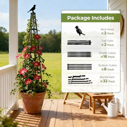 2 Pack Garden Trellis for Climbing Plants Outdoors,65Inch Cucumber Trellis Garden Obelisk Trellis Rustproof Plants Support with Adjustable Heights for Indoor Potted Plants, Vines, Vegetables - style: Bird-shaped(2Pack)