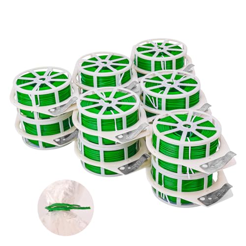 12 PCS Green Twist Ties - Each Reel 656 Feet Multipurpose Garden Plant Cable Ties for Indoor and Outdoor Plants, Green Cable Ties, Reusable Plant Wire for Patio, Lawn and Garden