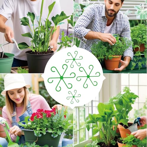 4 Pcs Plant Stem Support Reusable Plant Growth Accessories, Different Sizes Climbing Plant Stakes for Indoor Plants to Decorative (Green) - color: Green