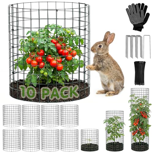 10 Pack Round Plant Protector from Animals – 30pcs 12" × 12" Metal Wire Mesh Garden Plant Cages Wire Plant Covers Pre-Bent Metal Mesh for Seedling Raised Bed Garden Protection for Vegetables Flower