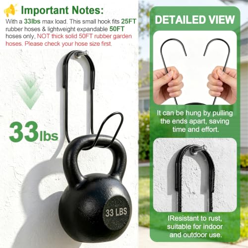 Philbinden 2 Pcs Flexible Garden Hose Holder-Black Garden Solid Hose Storage Hook for Garden Hoses, Ropes, Outside Yard