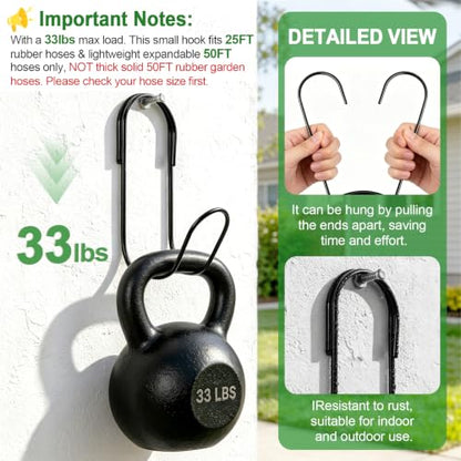 Philbinden 2 Pcs Flexible Garden Hose Holder-Black Garden Solid Hose Storage Hook for Garden Hoses, Ropes, Outside Yard
