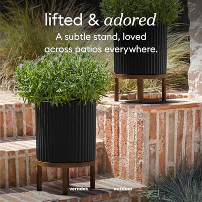 Veradek Demi Series Raised Planter - Round Planter with Stand - color: Black/Brown, size: 12 inch - 2 Pack