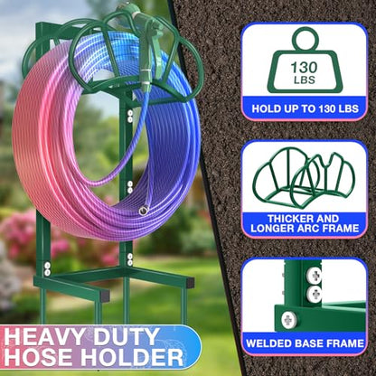 Qatsrin Garden Hose Holder Holds 160ft, Rustproof Water Hose Storage, Green - color: Green