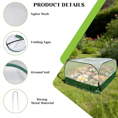 2Pcs 40"x40"x20" Pop Up Garden Mesh Plant Cover-Foldable Plant Protector - size: 2pcs