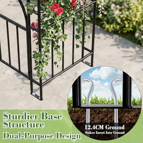 7FT Garden Arch Arbor Heavy Duty Metal Arbour Archway Garden Arch Trellis for Climbing Plants Outdoor