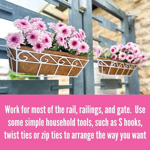 LaLaGreen Window Boxes Planters to Attach House (16 in, 2 Pack) White Metal - size: 16" (41cm) x 2 pack