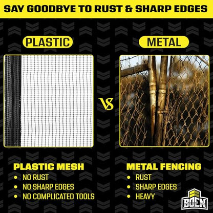 Plastic Garden Fence 4'x50' Black, Mesh Roll for Dog Deer Rabbit Barrier - color: Black, size: 4' x 50'