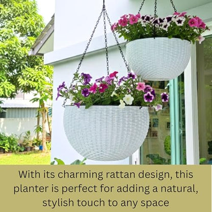 LaLaGreen Hanging Pots for Indoor (11in, 2 Pack) Self-Watering Plant Holder - color: White X 2 Pack