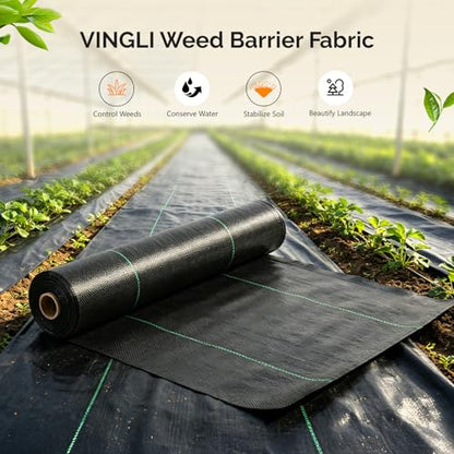 VINGLI 6.5x300FT Weed Barrier Landscape Fabric, 3.2oz Premium Heavy Duty Weed Blocker Fabric, Garden Cloth Weed Control Mat, Geotextile Fabric, Ground Cover for Gardening, Driveway & Landscaping - size: 6.5x300FT